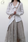 Marc Le Bihan lace embroidered skirt 2596 series plant dyeing France MLB-2596-ZZHUI PEARL GREY pearl gray lace embroidery